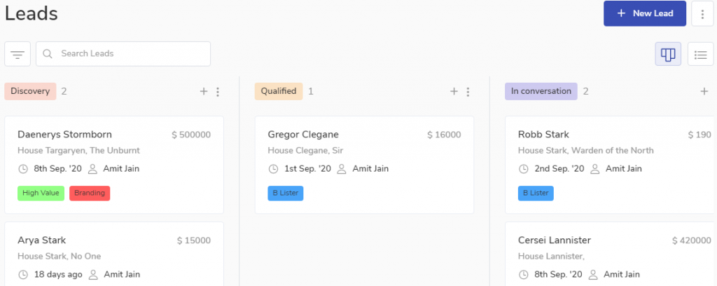manage leads & contacts in CRM
